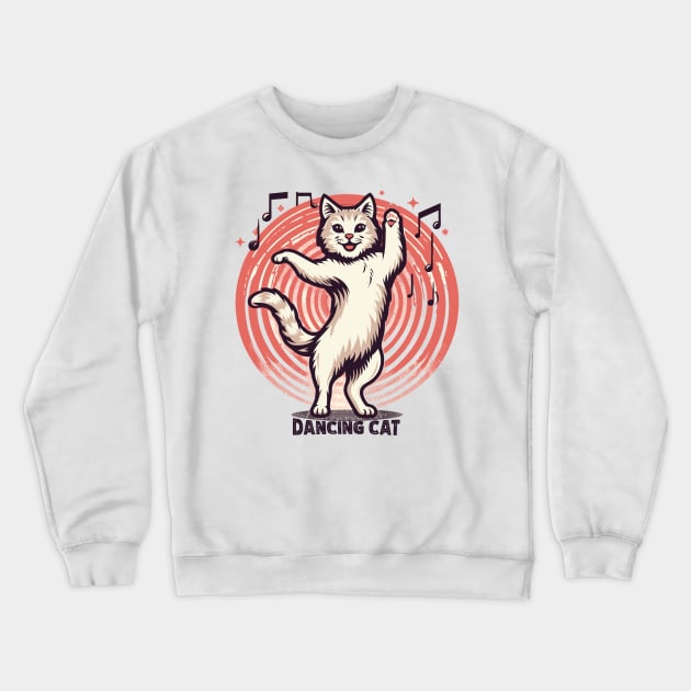 Dancing Cat Delight Crewneck Sweatshirt by AlephArt